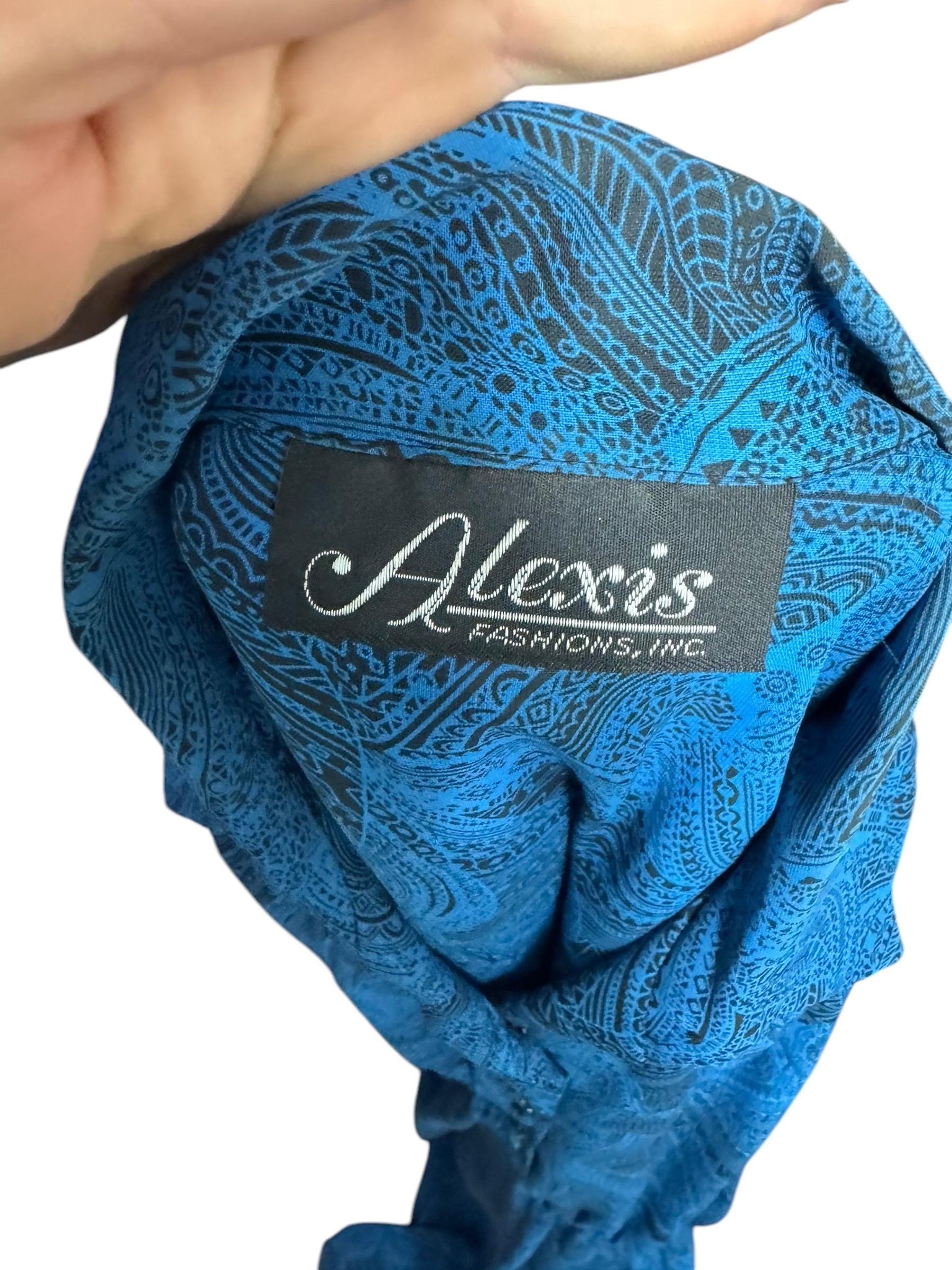 Vintage 80's blue & black dress L Alexis