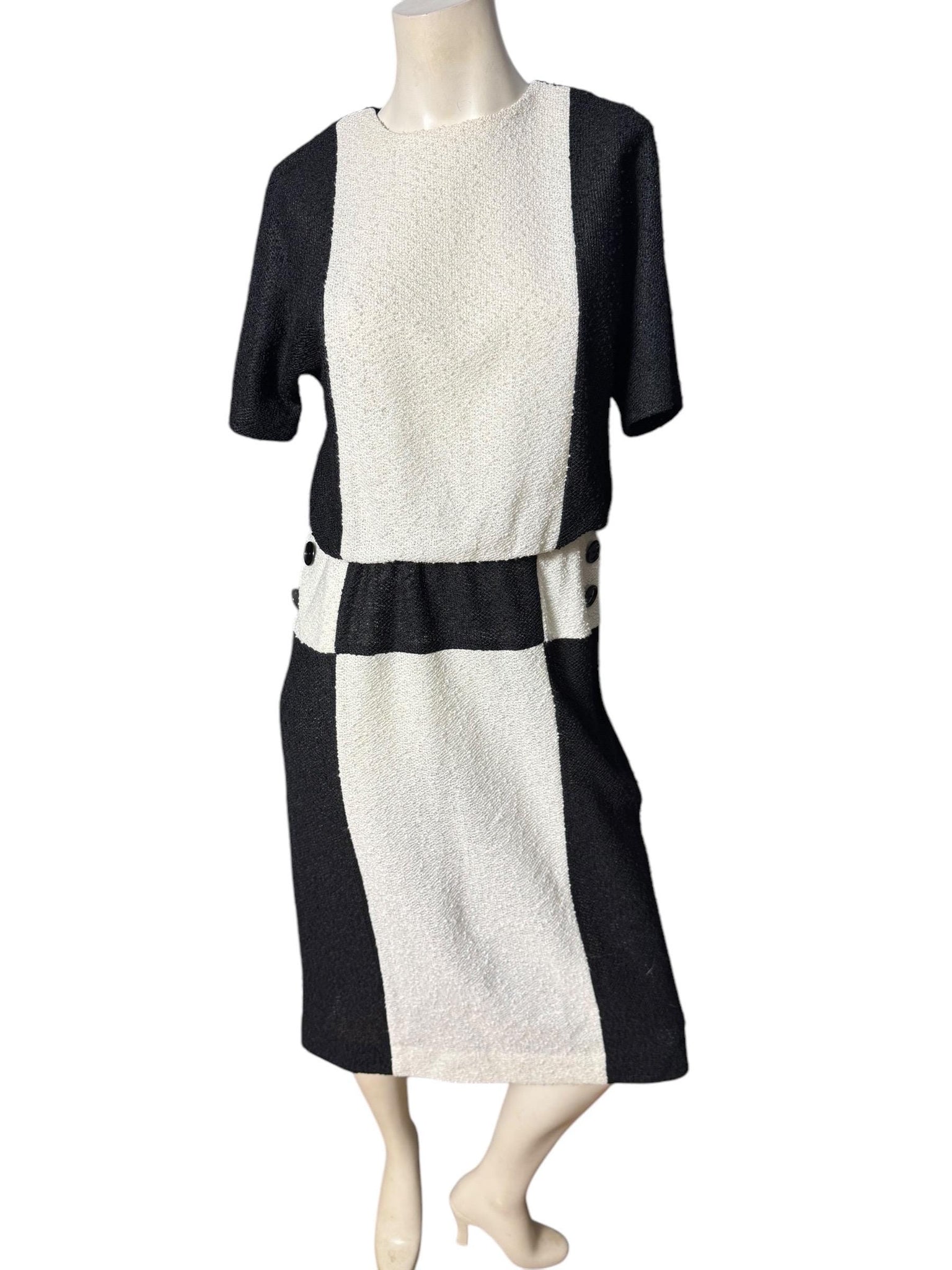 Vintage 80's Leslie Fay dress 10 black & white