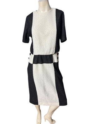 Vintage 80's Leslie Fay dress 10 black & white