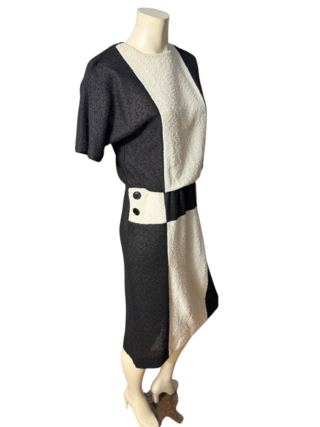 Vintage 80's Leslie Fay dress 10 black & white