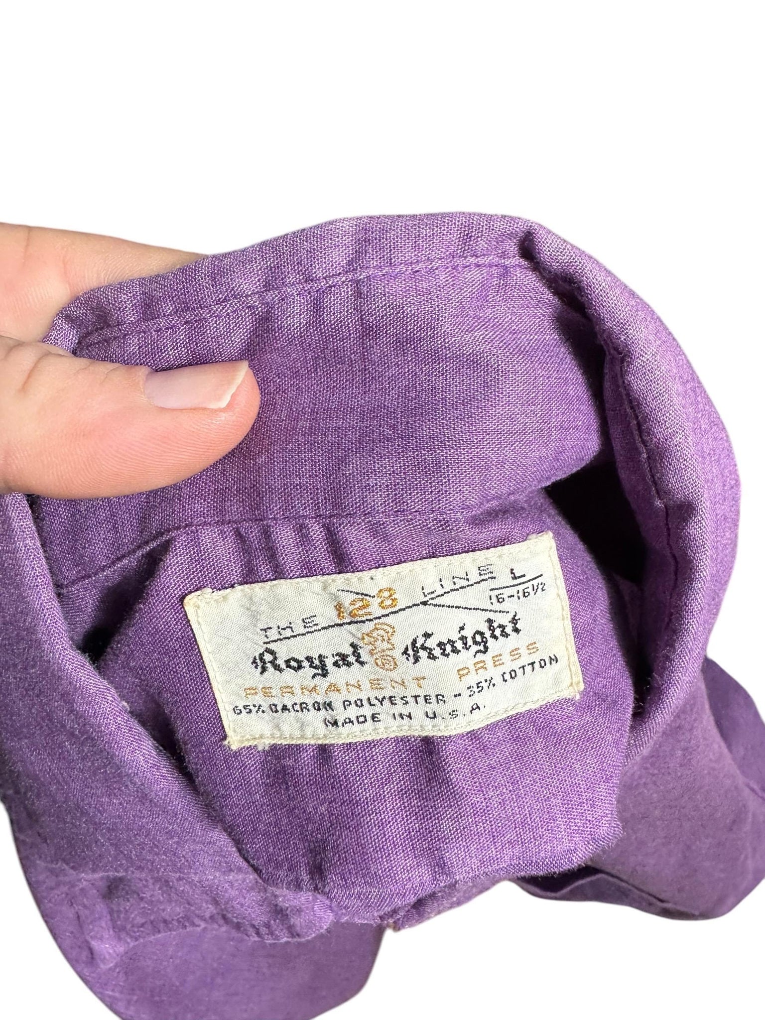 Vintage 70's men's purple dress shirt L Royal Knight