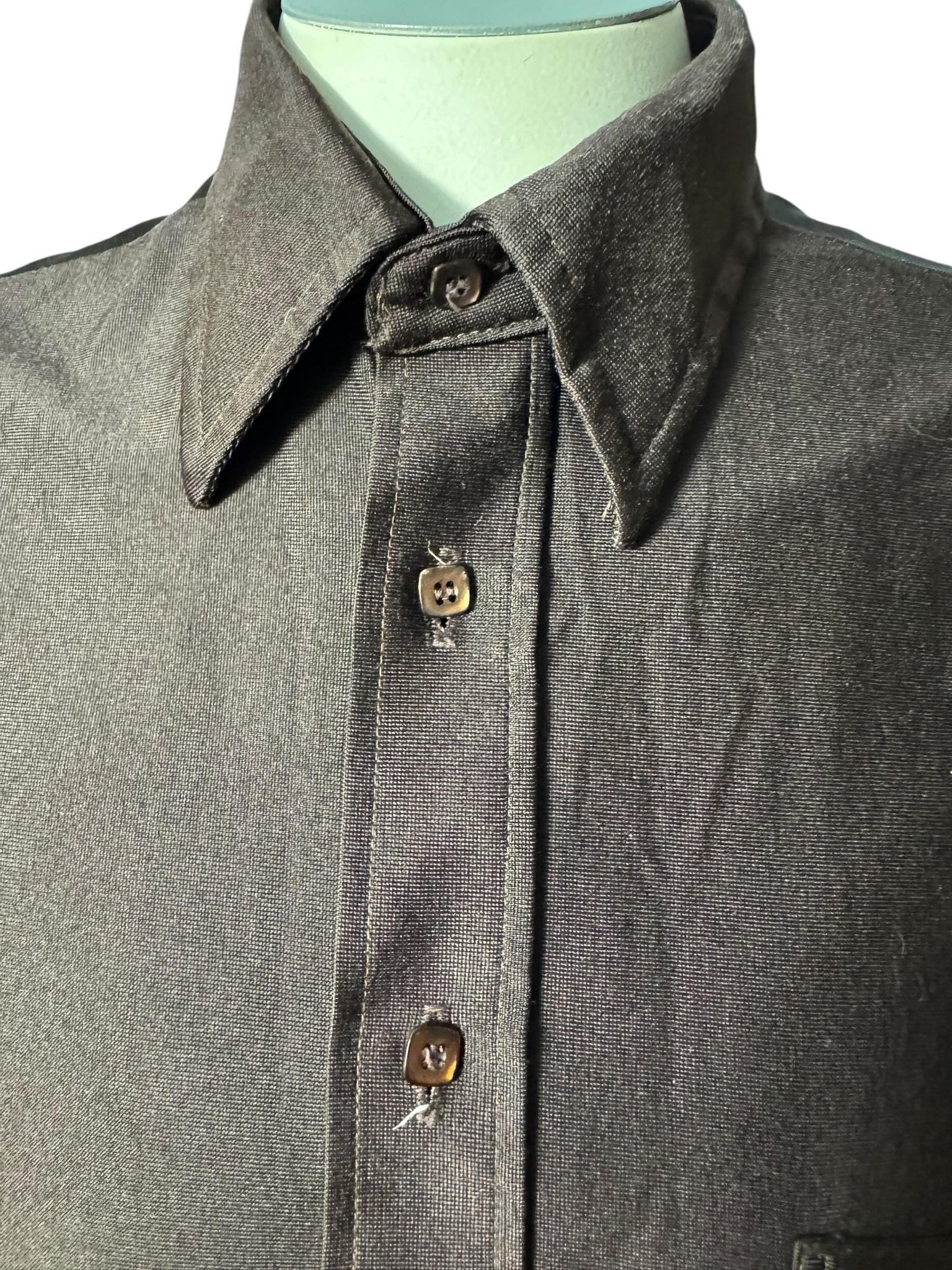 Vintage 70's brown shirt nylon S M Holmes