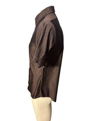 Vintage 70's brown shirt nylon S M Holmes