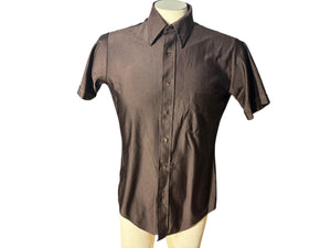 Vintage 70's brown shirt nylon S M Holmes