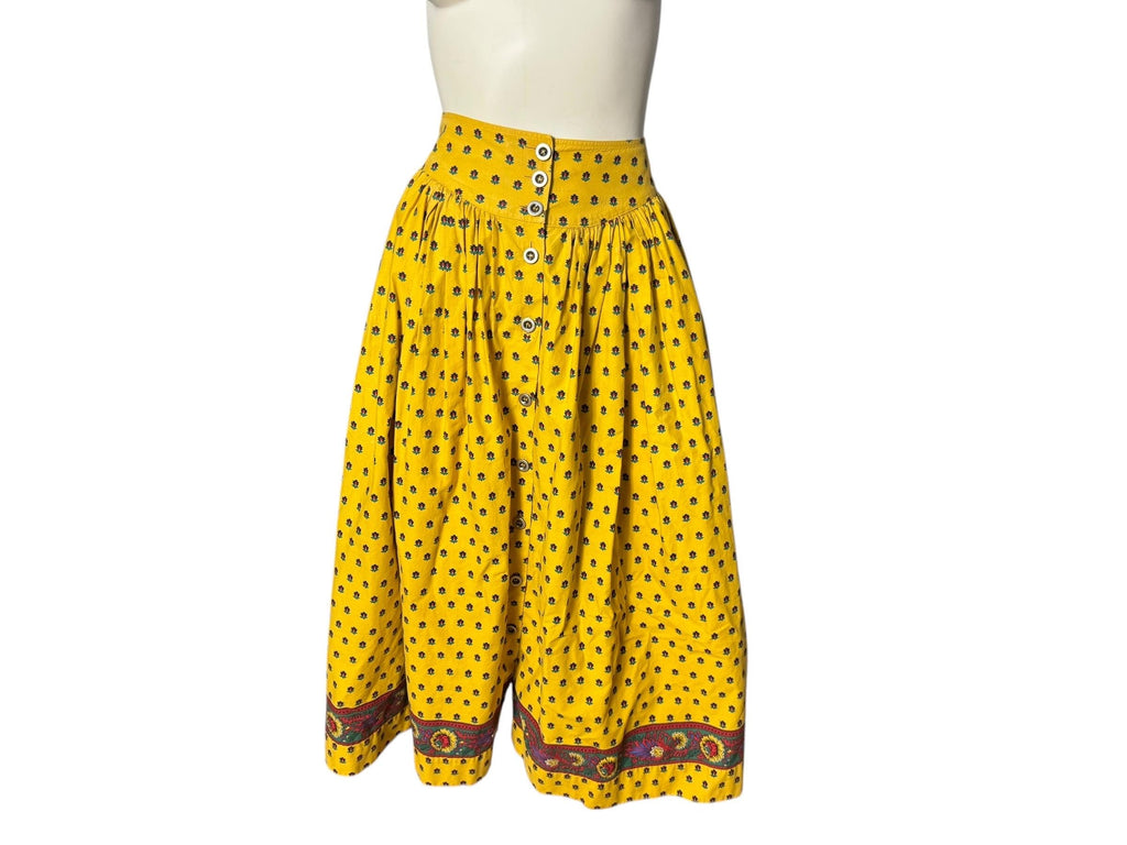 Vintage 80's yellow Liz Claiborne cotton skirt 12 M L
