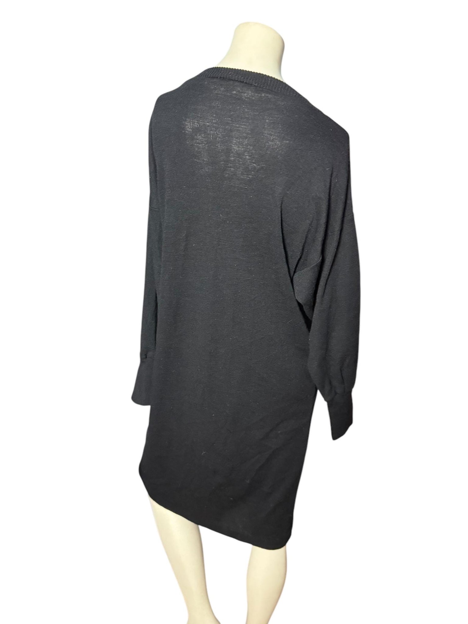 Vintage 80's black sweater dress L Italy