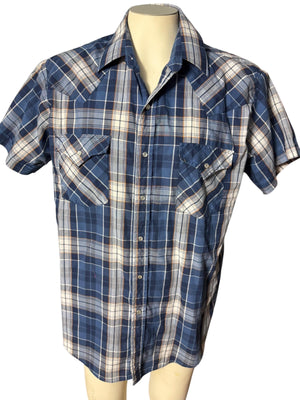 Vintage Plains plaid western shirt L