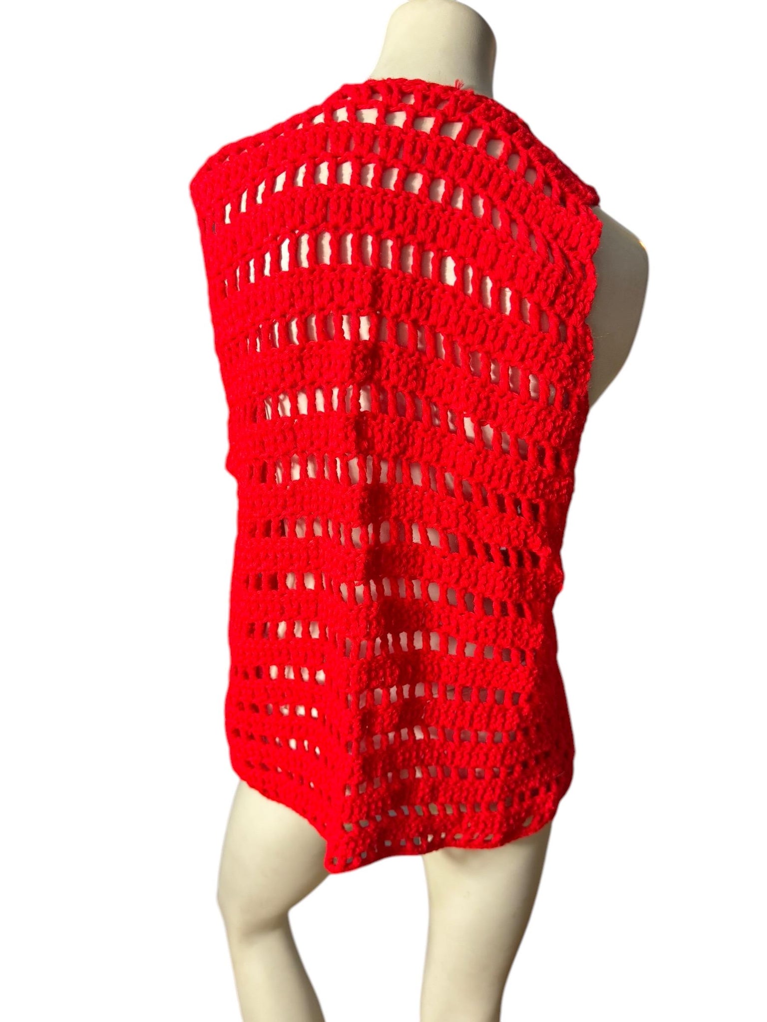 Vintage 70’s red crochet vest M L