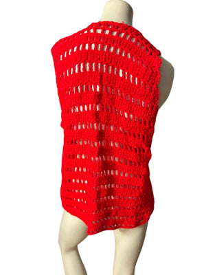Vintage 70’s red crochet vest M L