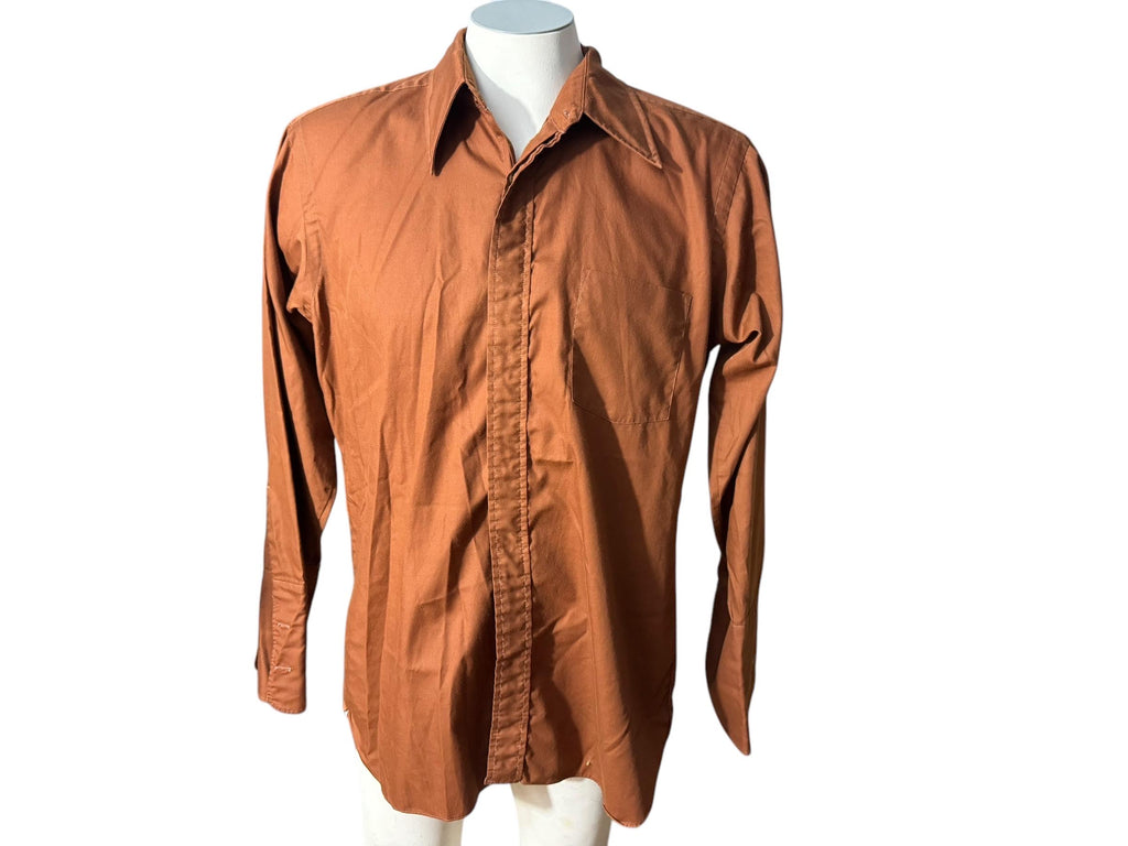 Vintage 70's men's brown dress shirtM Career Club