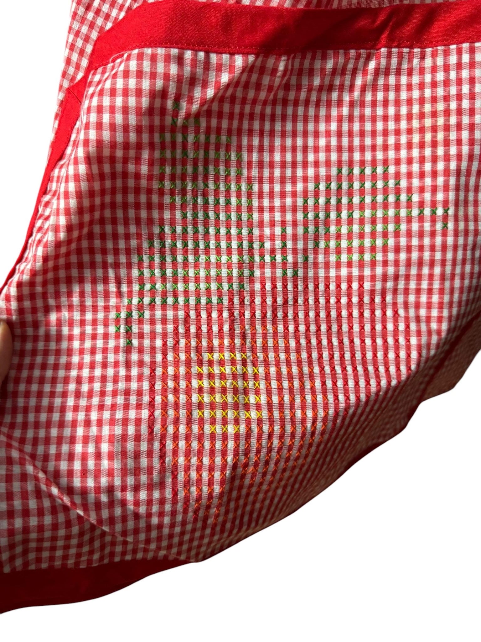 Vintage red & white check smock L