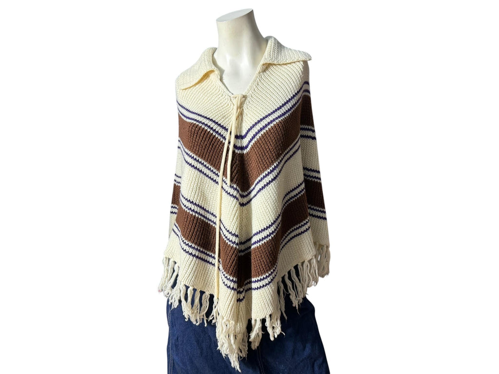 Vintage 70's sweater chevron poncho Charles & Co