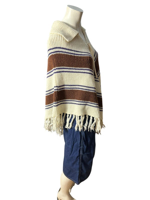 Vintage 70's sweater chevron poncho Charles & Co