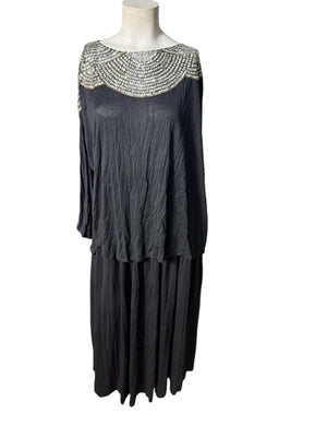 Vintage 80's black & silver sequin top M Jane Ashley