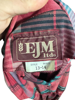 Vintage 80's red plaid shirt dress L EJM