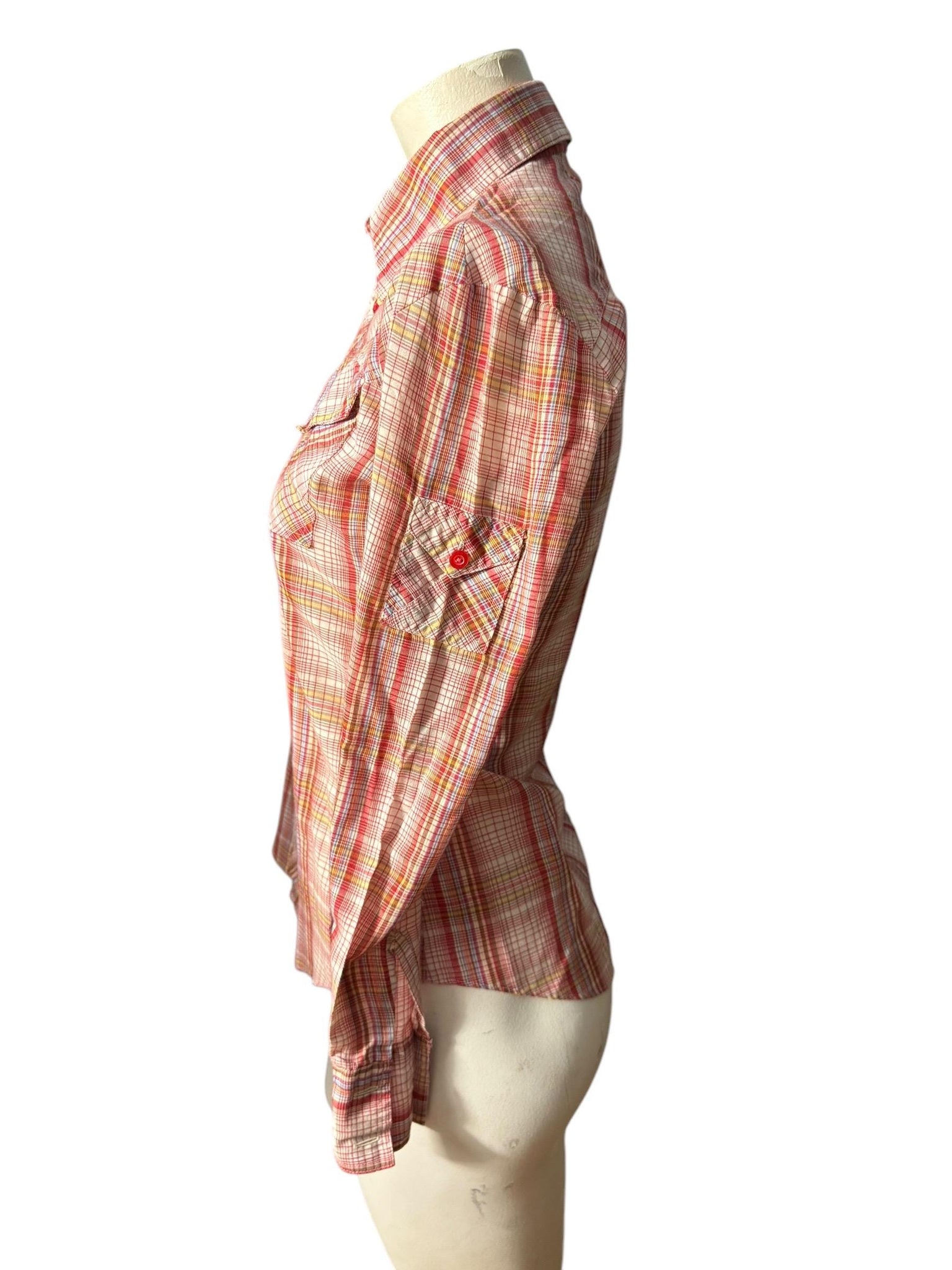 Vintage 70's plaid women's shirt xs hi