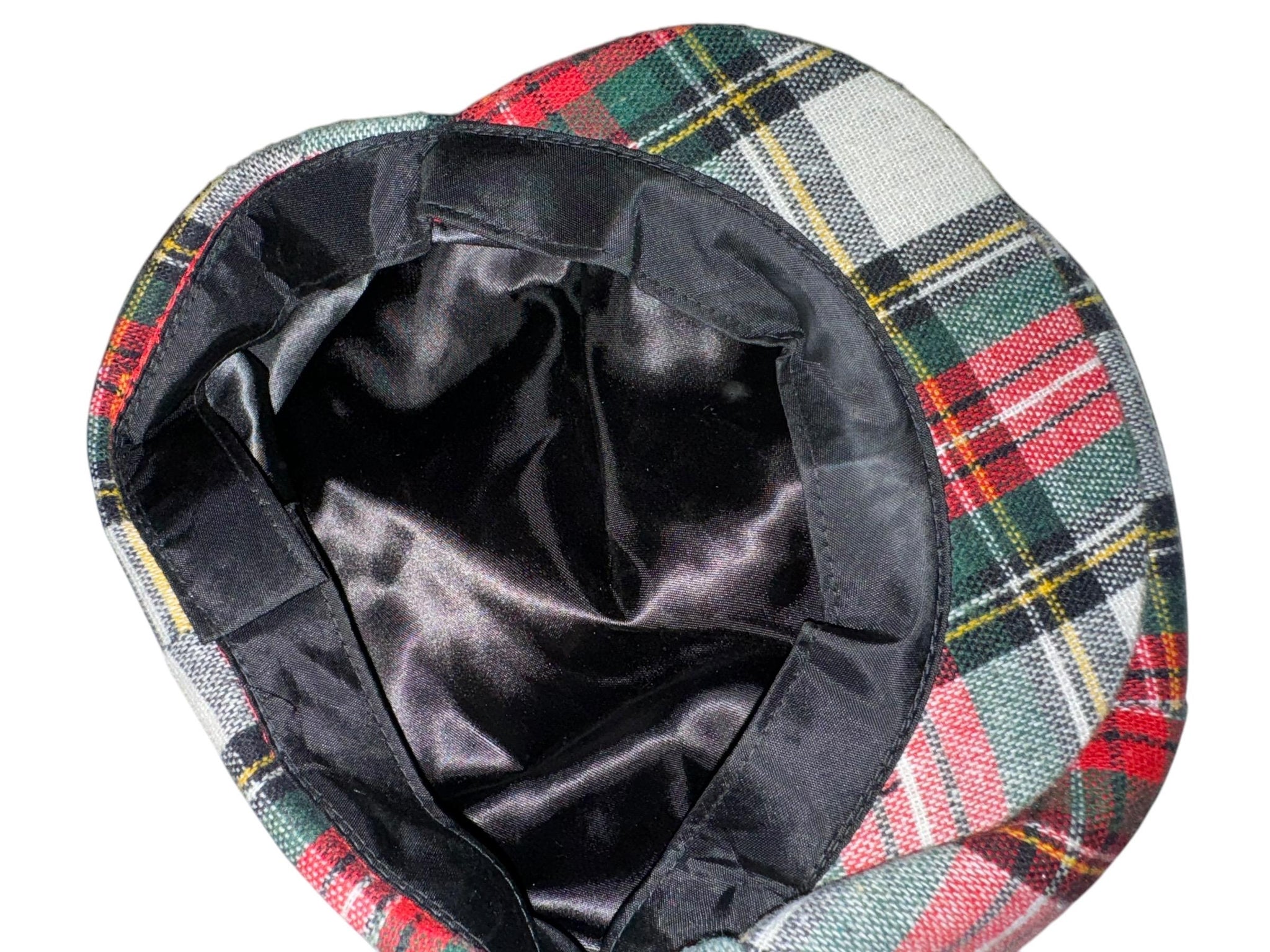 Vintage 70's newsboy cap hat red wool plaid