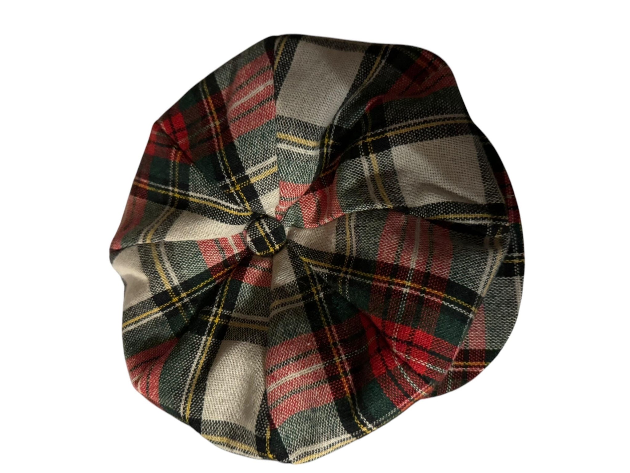 Vintage 70's newsboy cap hat red wool plaid