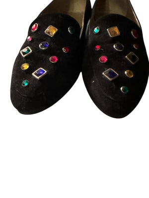 Vintage black suede bling flats shoes 5.5 Proxy