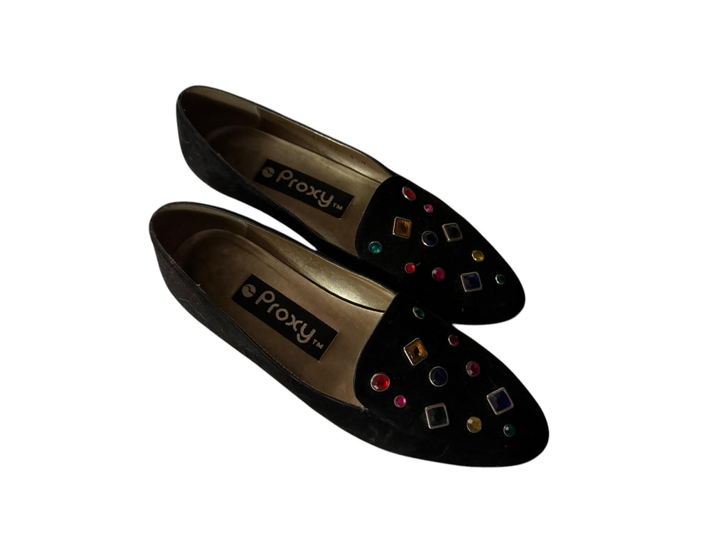 Vintage black suede bling flats shoes 5.5 Proxy