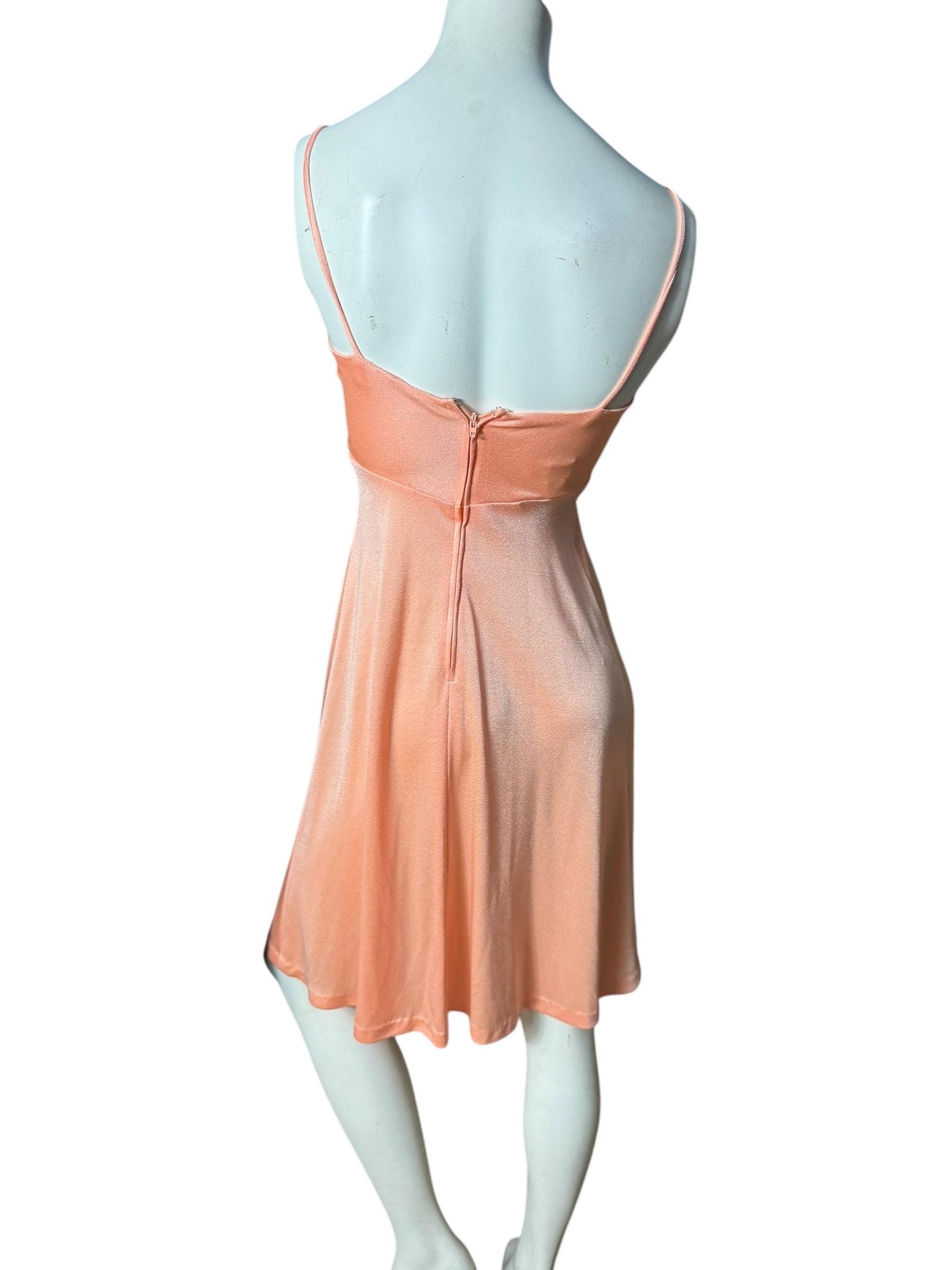 Vintage 70's peach disco dress S polyester