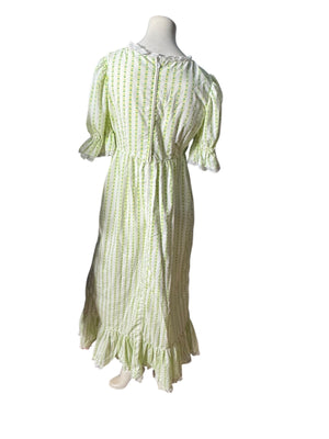 Vintage 70's green heart maxi dress L cotton