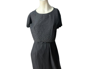 Vintage 50's black rayon dress M L