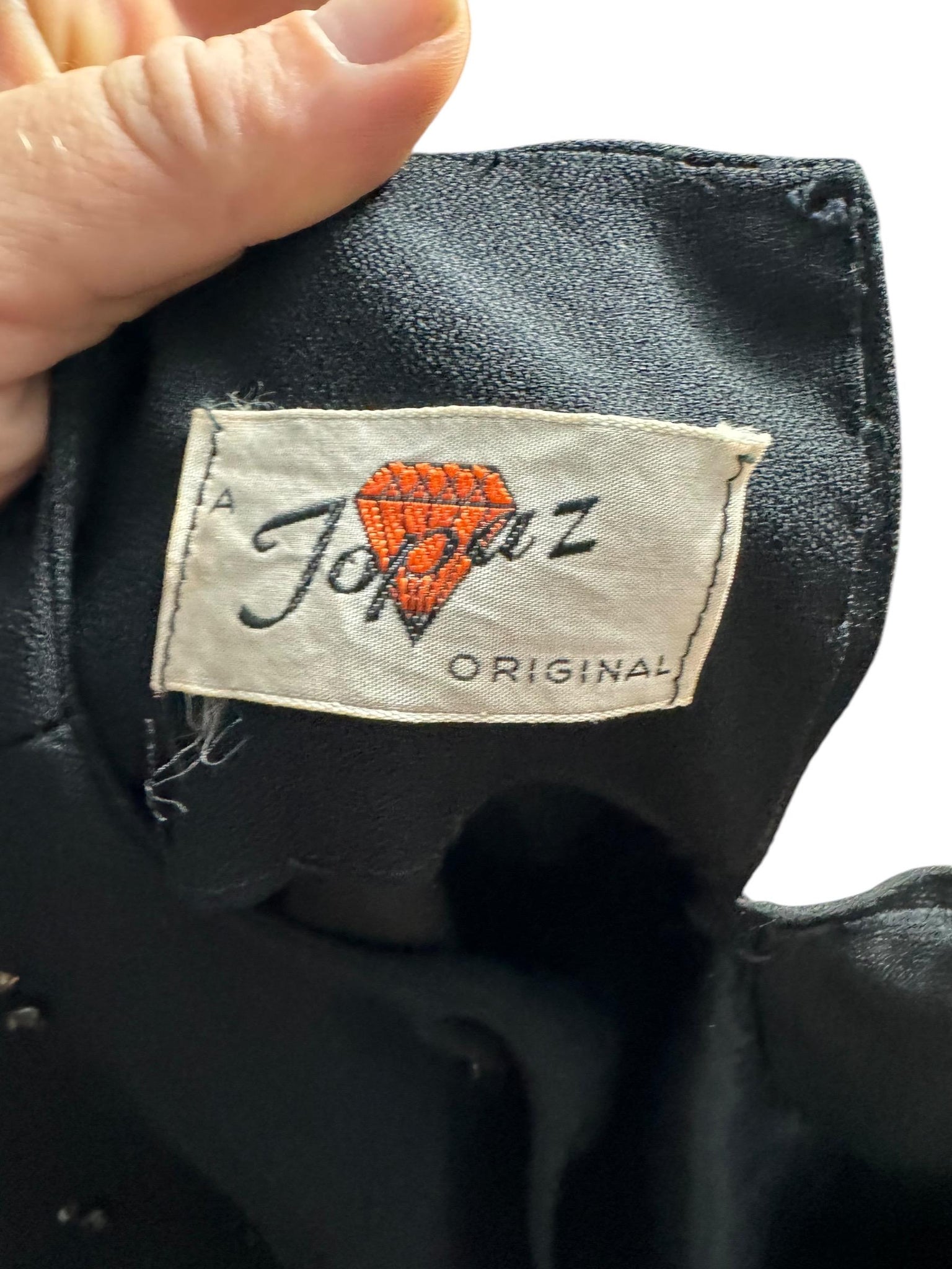 Vintage 50's black rayon dress M L