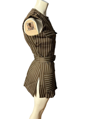 Vintage 70's brown pinstripe top S M