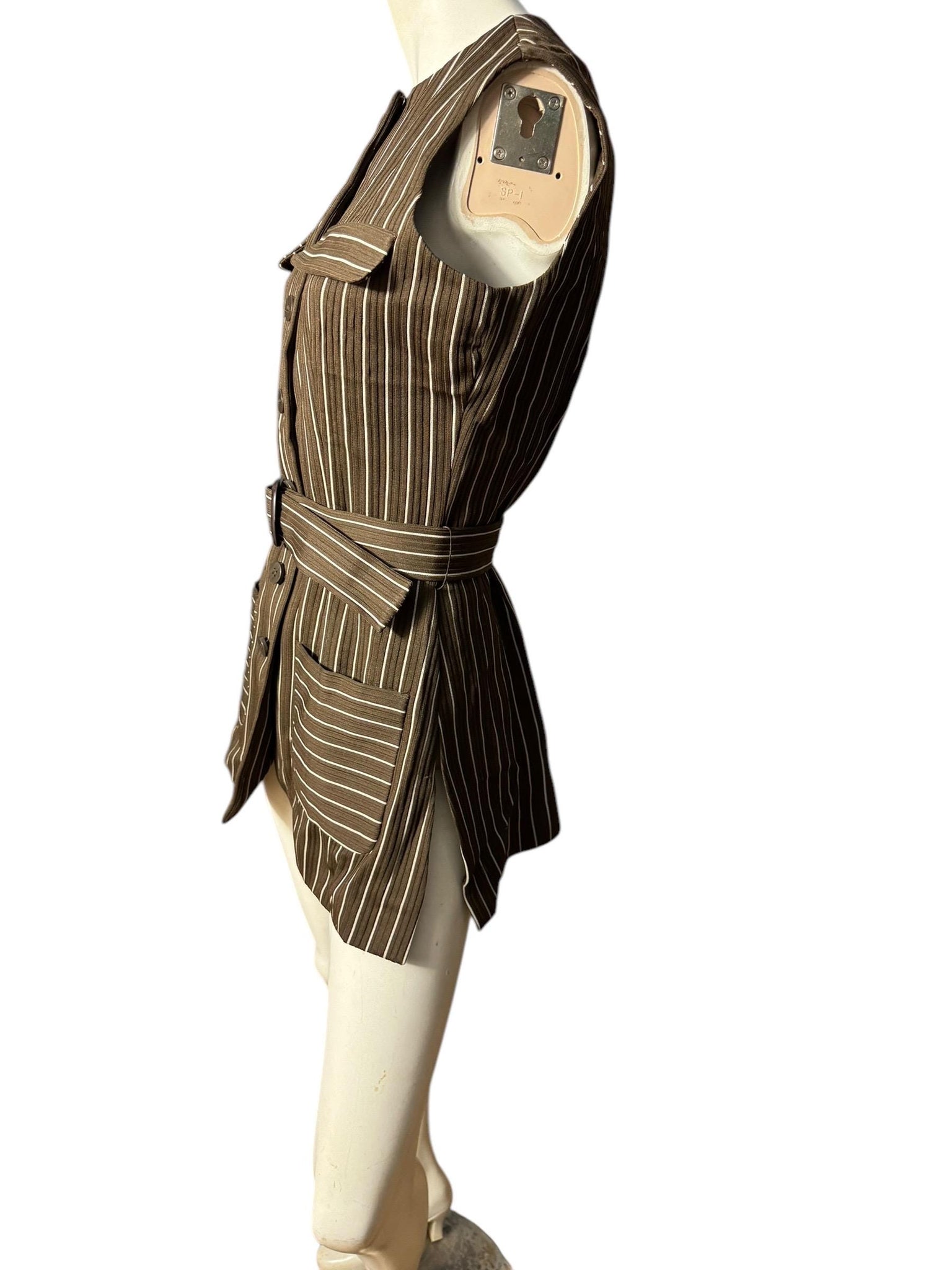 Vintage 70's brown pinstripe top S M