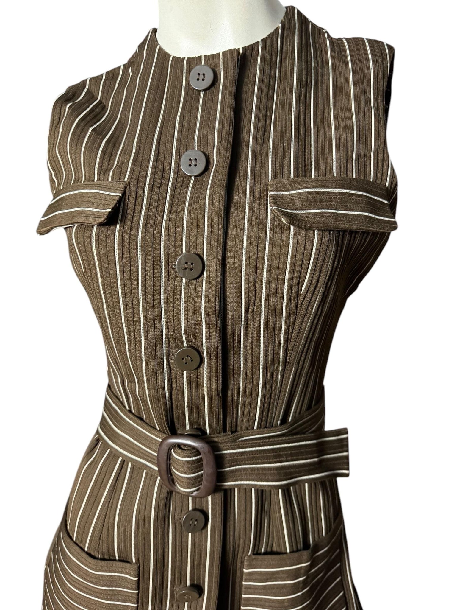 Vintage 70's brown pinstripe top S M