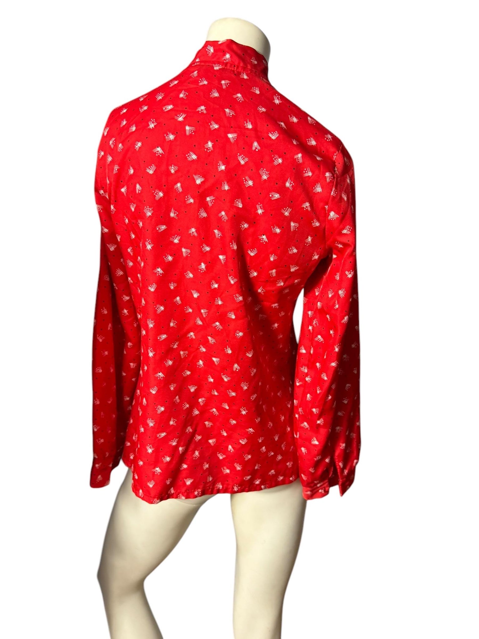 Vintage 70's bow front tie blouse M Lady Holiday