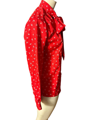 Vintage 70's bow front tie blouse M Lady Holiday