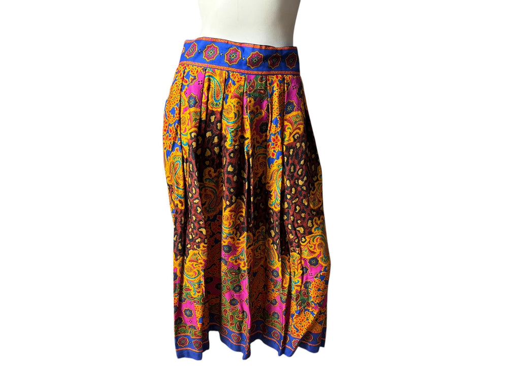 Vintage 80's paisley rayon skirt 10 Schrader