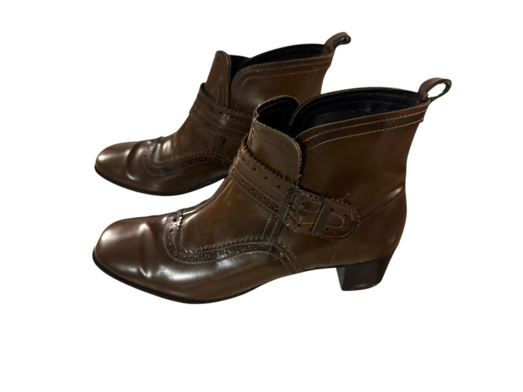 Vintage 70's women's short boots 7.5 M brown