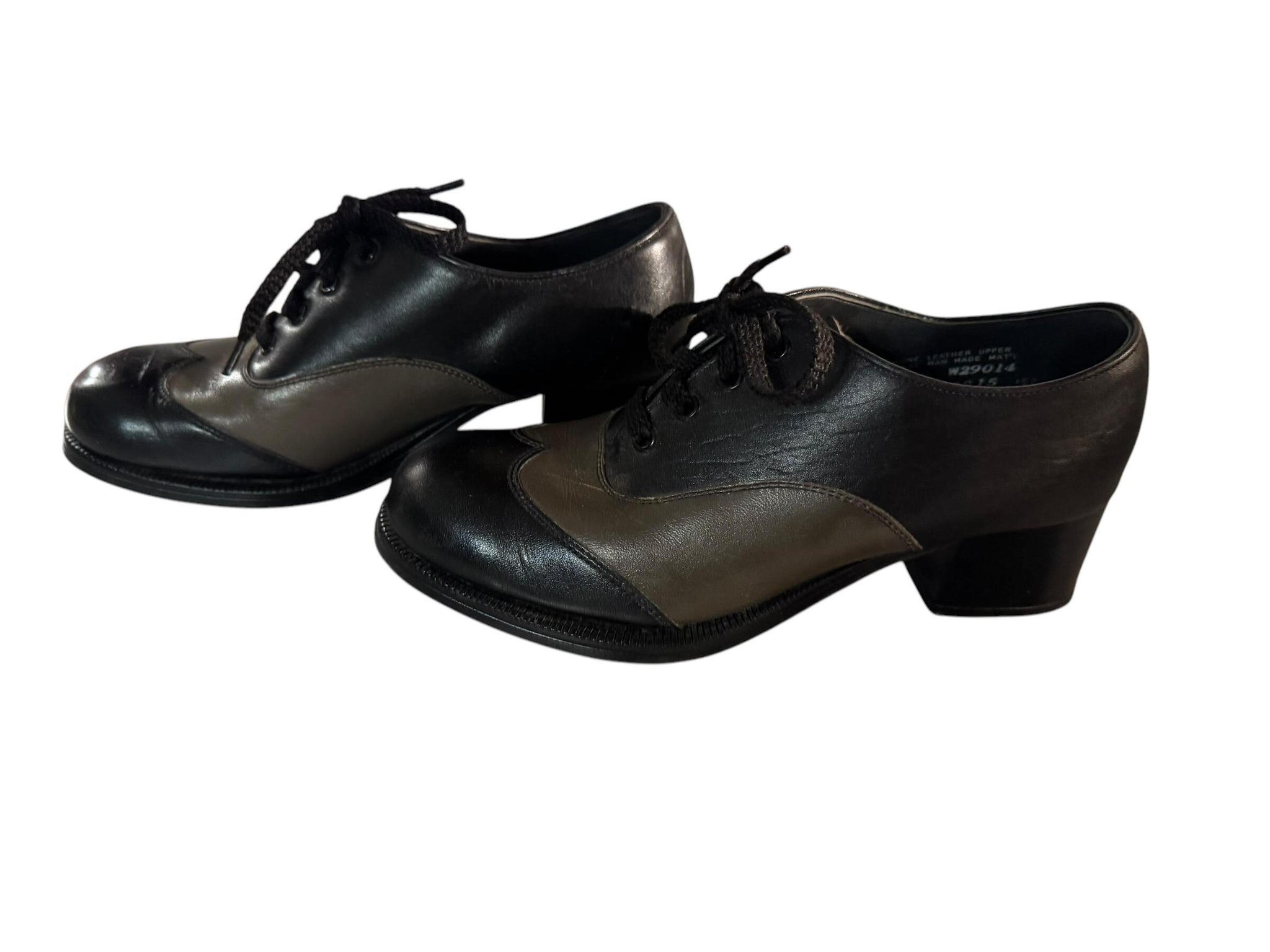 Vintage 70's oxford black & gray platform shoes M 5.5 W 7