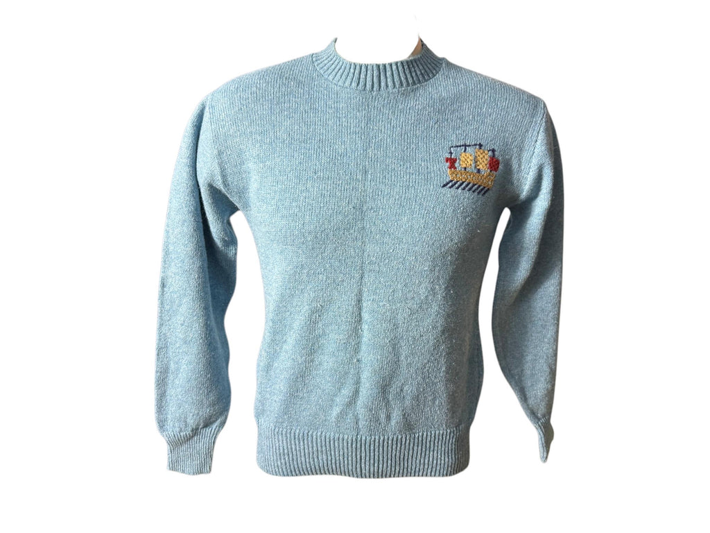Vintage 70's blue ship sweater M Sears Kings Road