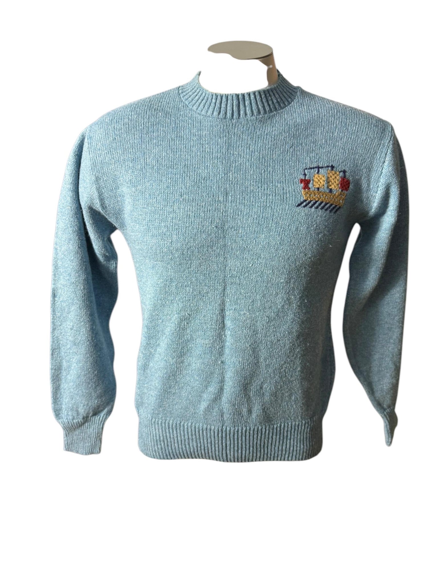 Vintage 70's blue ship sweater M Sears Kings Road