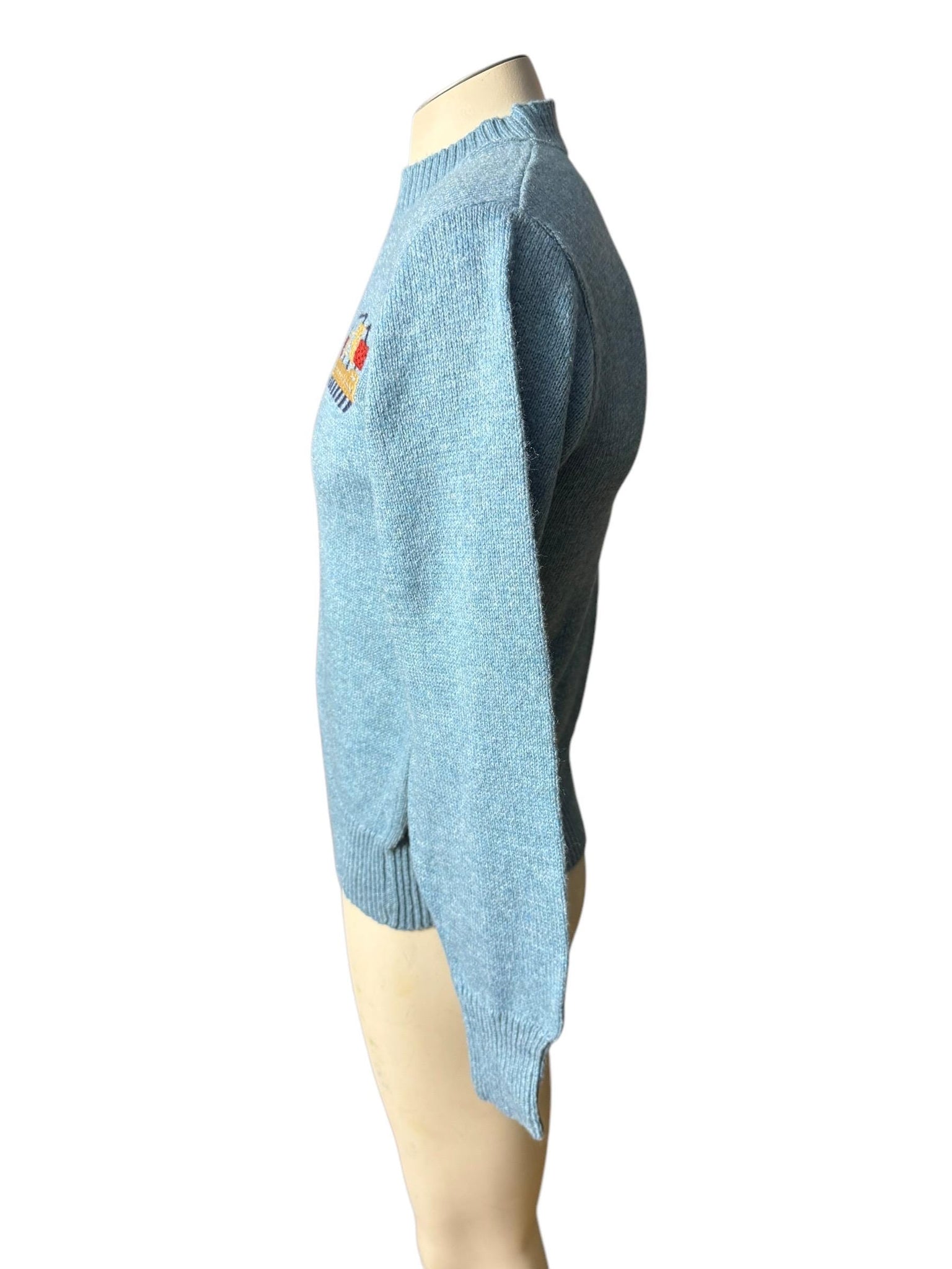 Vintage 70's blue ship sweater M Sears Kings Road