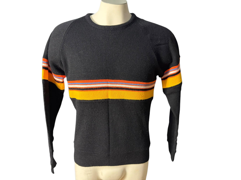 Vintage 70's black striped sweater M