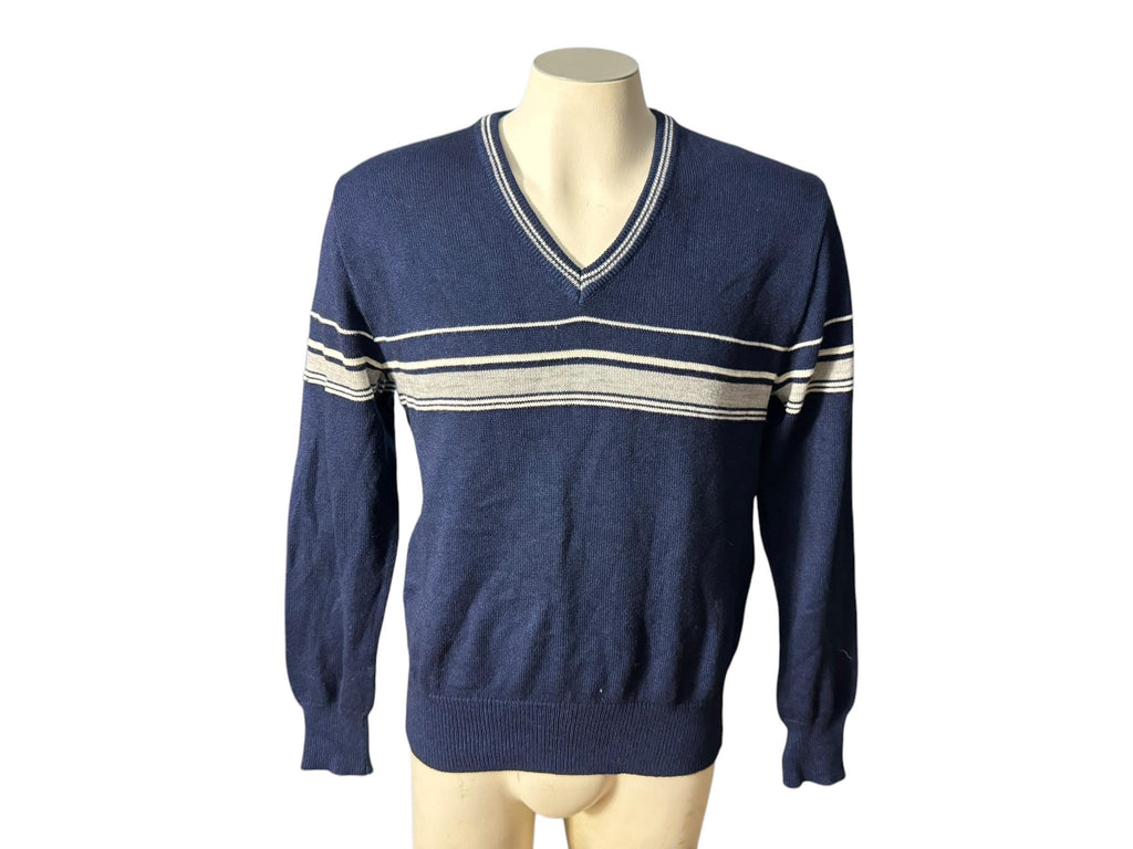 Vintage 70's men's V neck navy sweater L Andrew St John