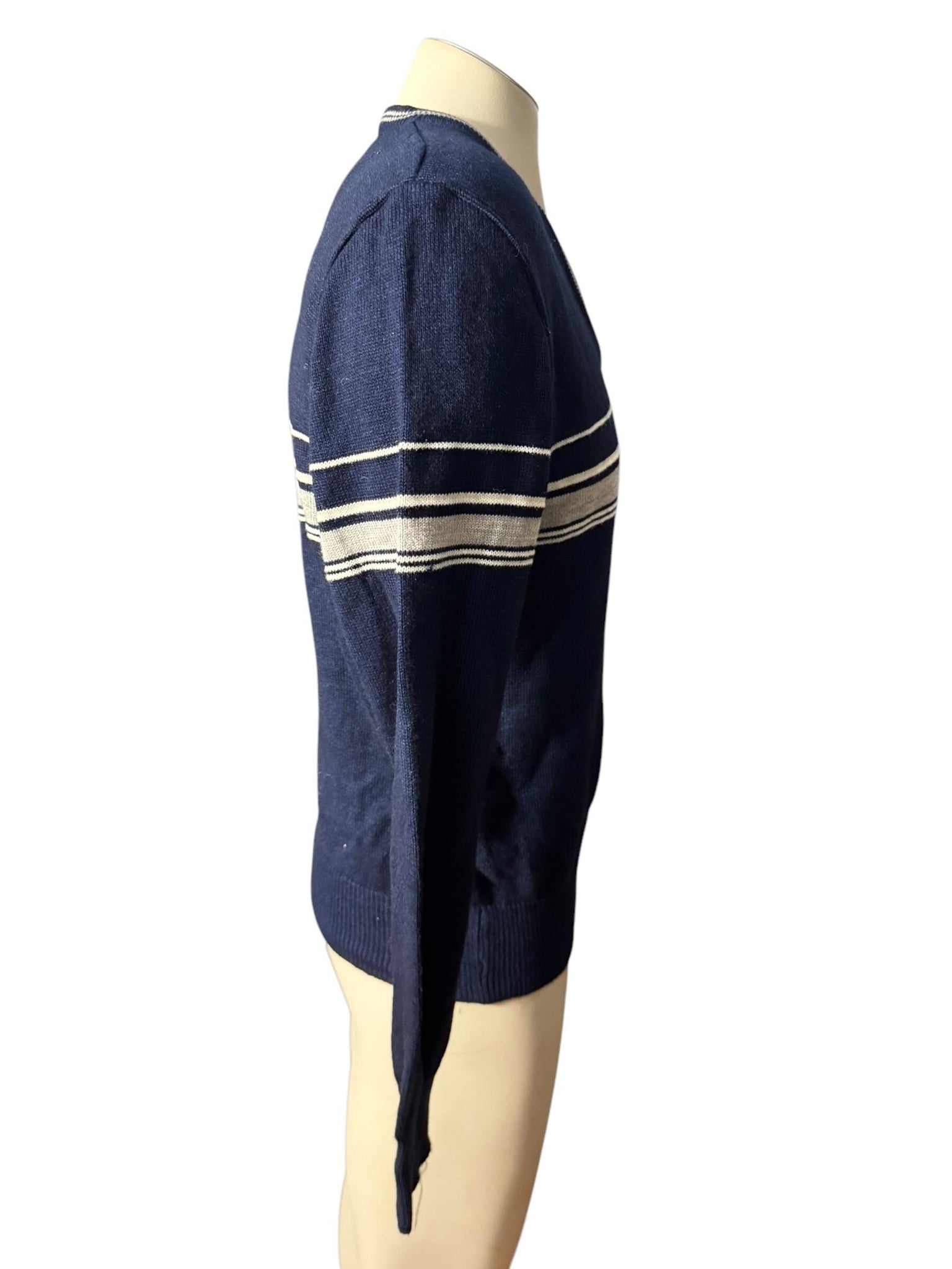 Vintage 70's men's V neck navy sweater L Andrew St John