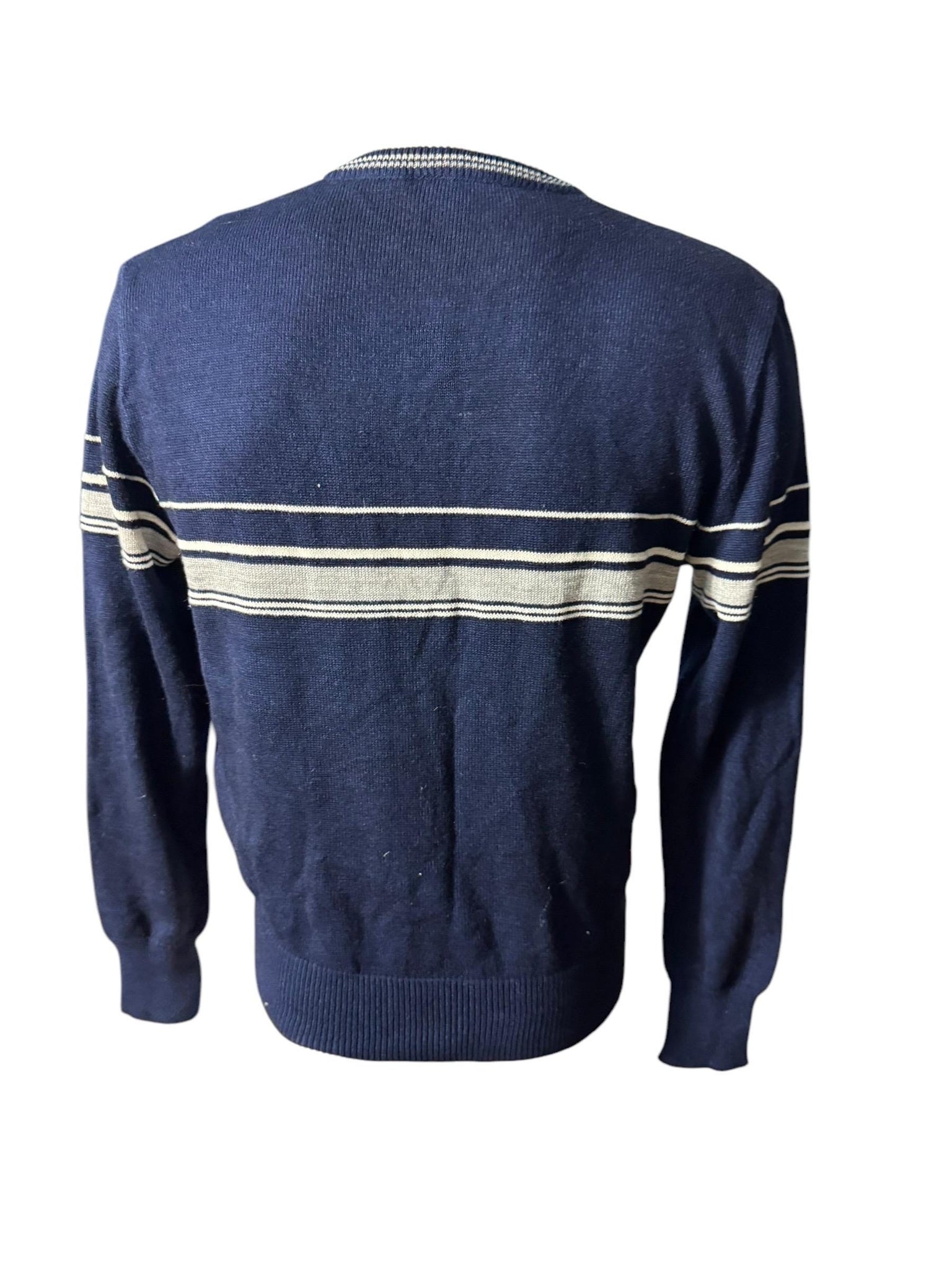 Vintage 70's men's V neck navy sweater L Andrew St John