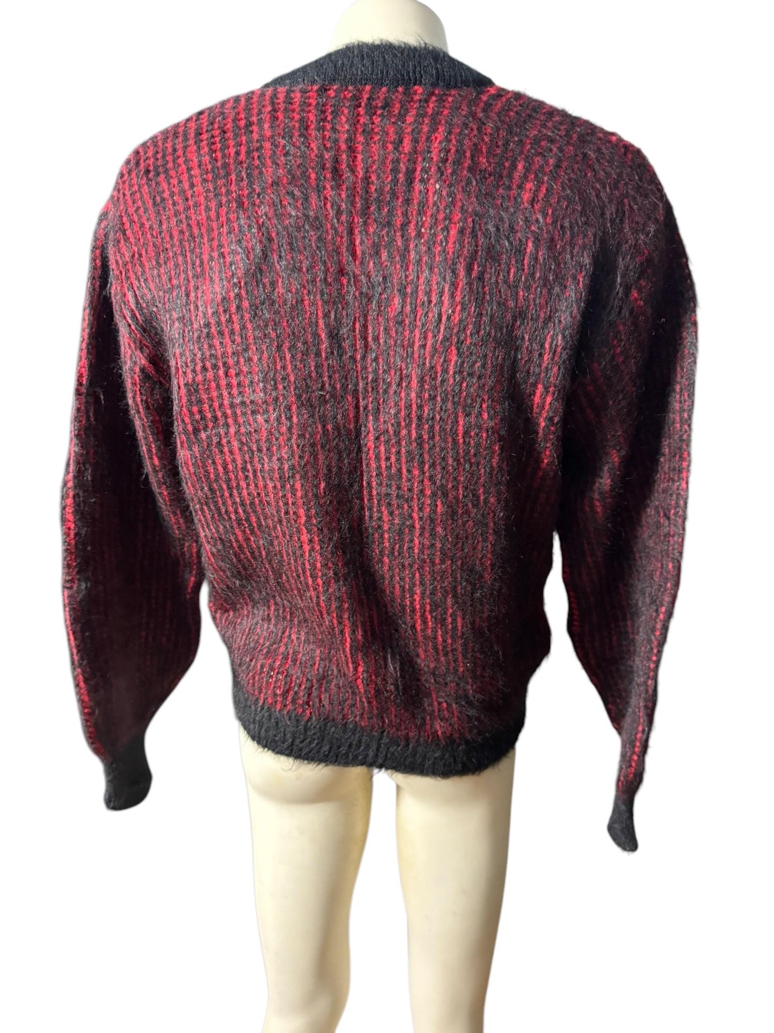 Vintage 60's men's red & black fuzzy sweater M Golden Arrow