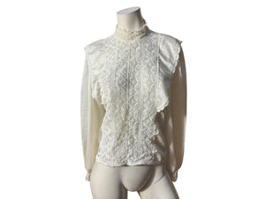 Vintage 80's prairie lace blouse M