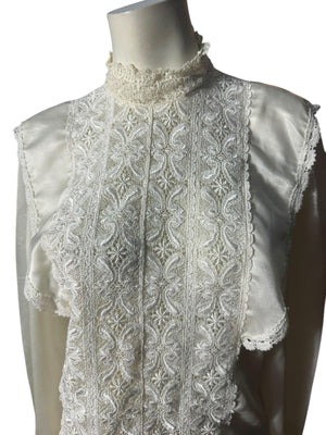 Vintage 80's prairie lace blouse M