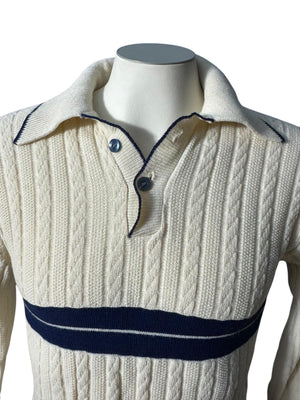 Vintage 70's men's off white & black sweater m