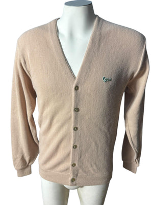 Vintage 70's men's tan cardigan sweater M Challenger