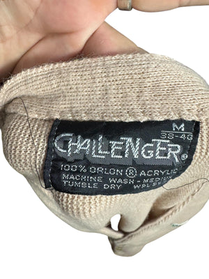 Vintage 70's men's tan cardigan sweater M Challenger