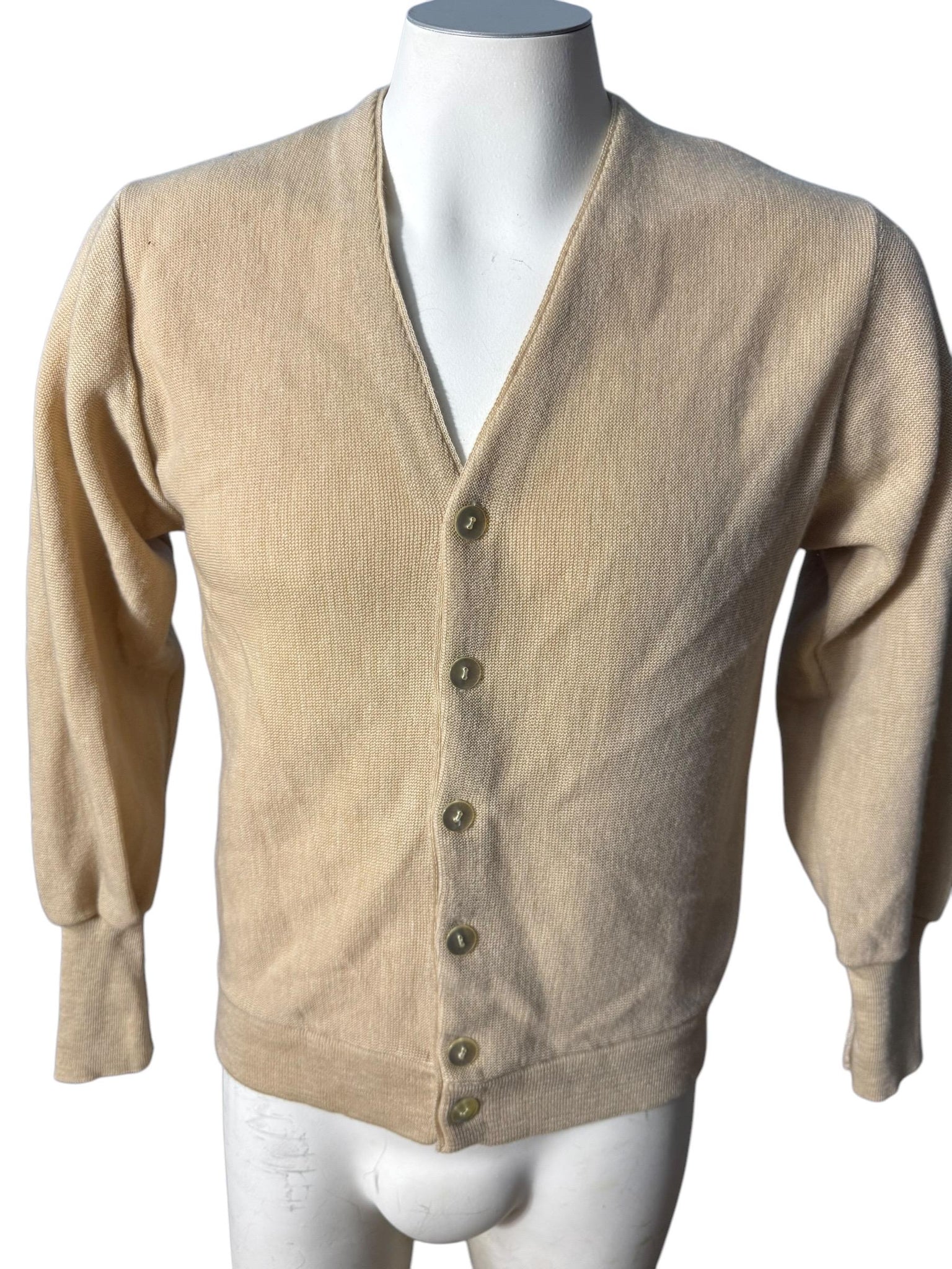 Vintage 70's men's tan cardigan sweater M